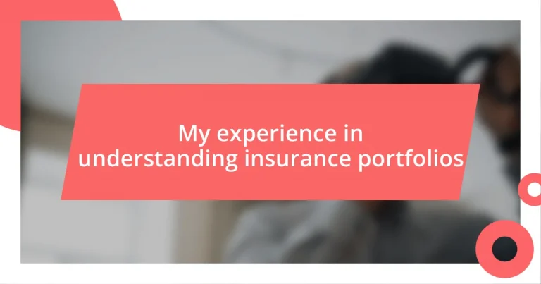 My experience in understanding insurance portfolios