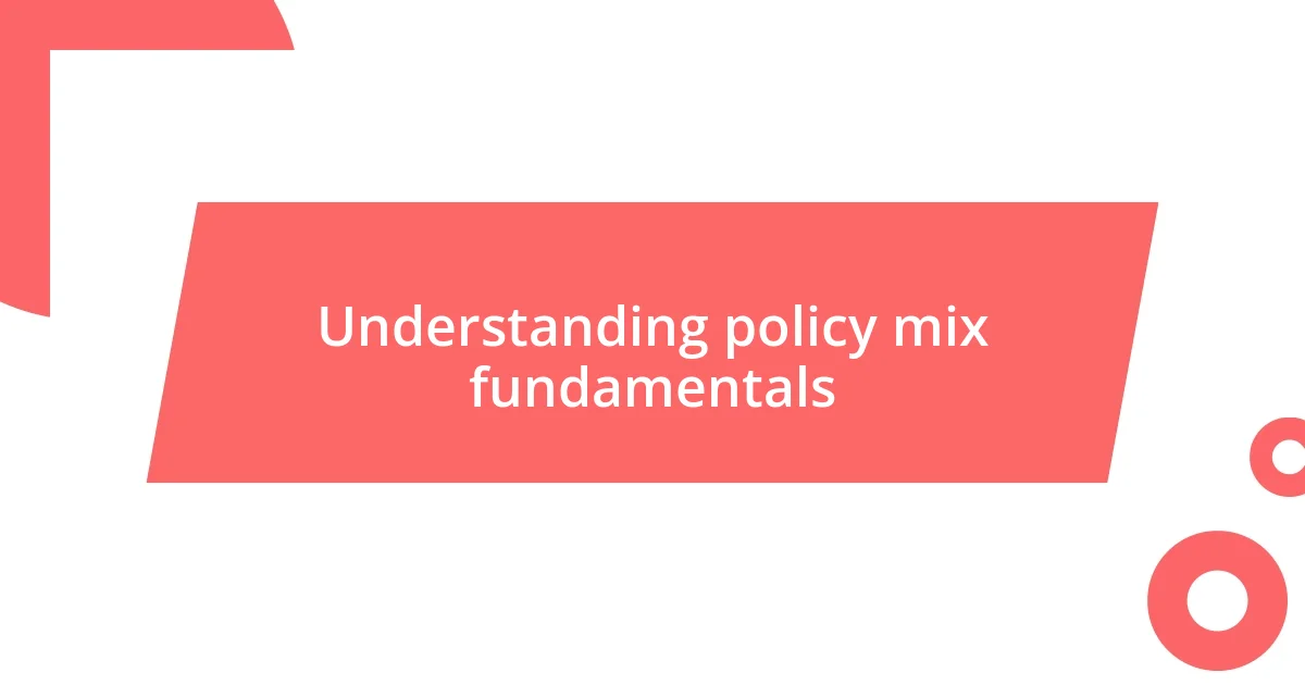 Understanding policy mix fundamentals